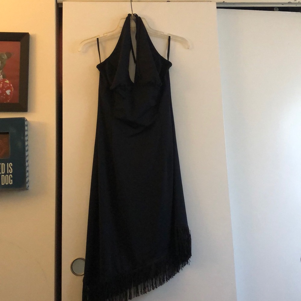 Black fringe halter dress rockabilly